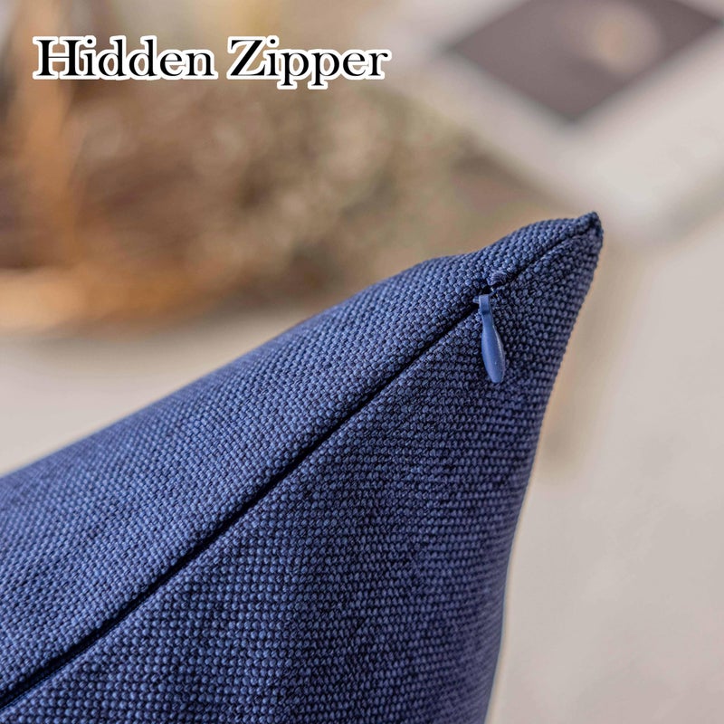 Demetex Outdoor Pillow Covers Waterproof Throw Pillow Covers Set of 4 Decorative Throw Pillows for Patio Furniture Couch  18 x 18 Inch  Navy Blue - Image 3